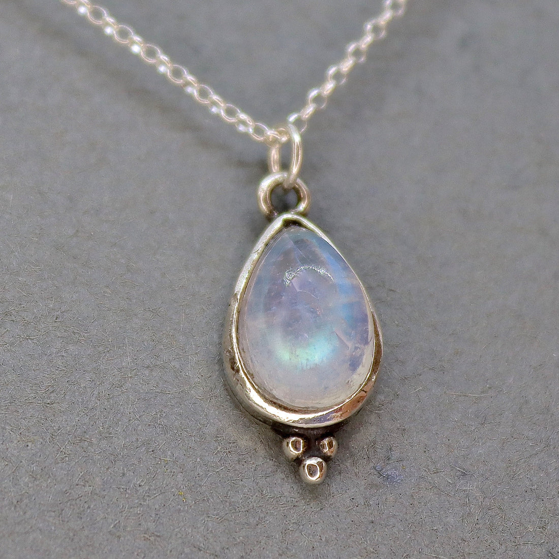 שרשרת אבן ירח, תליון שרשרת כסף סטרלינג 925 בצורת דמעה