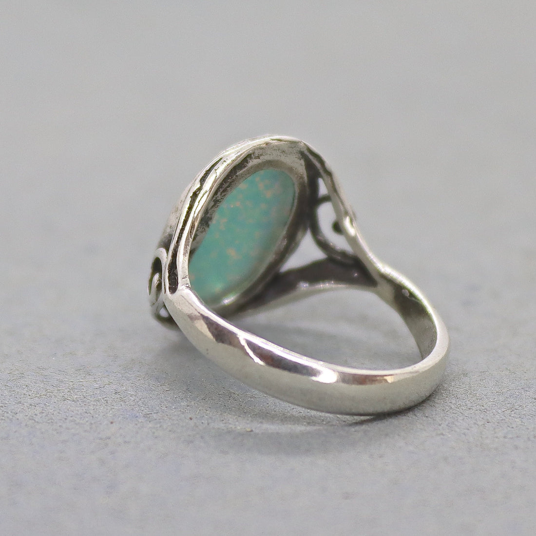 טבעת אופל מכסף סטרלינג 925, טבעת אבן גדולה בעבודת יד