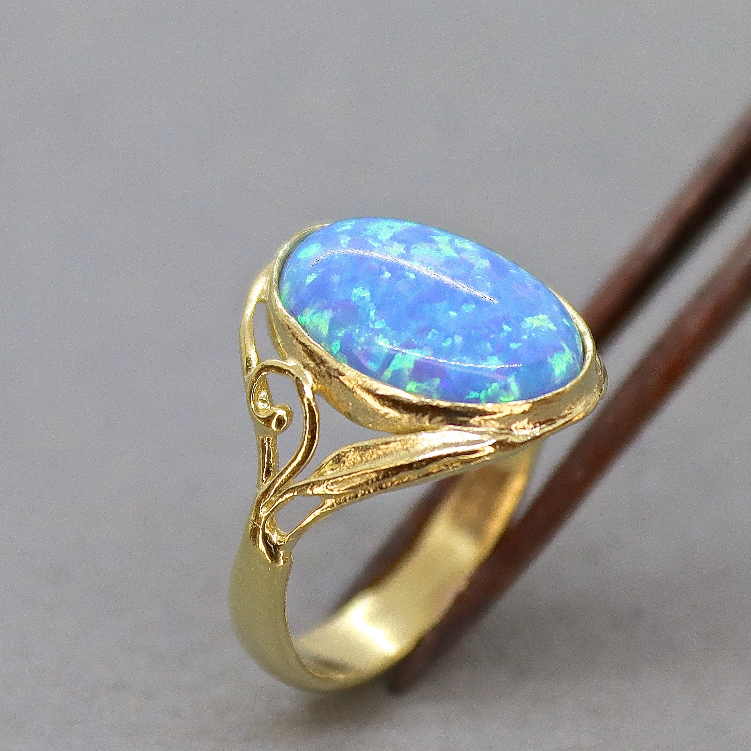 טבעת זהב אופל, טבעת סוליטר ויקטוריאנית בעבודת יד