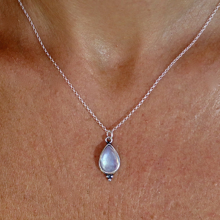שרשרת אבן ירח, תליון שרשרת כסף סטרלינג 925 בצורת דמעה