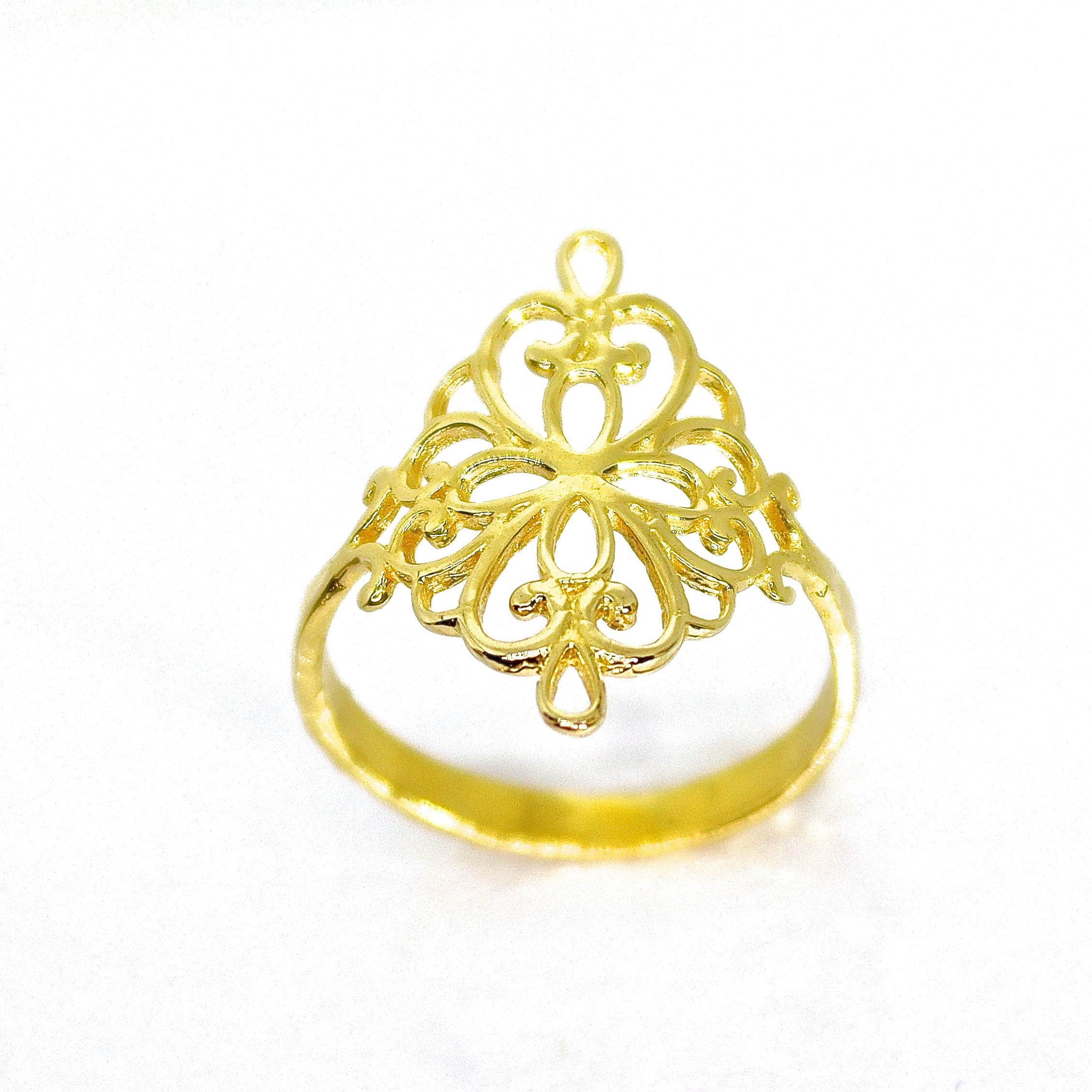 טבעת זהב מלא 14 קראט ויקטוריאנית לנשים, עשויה פיליגרן