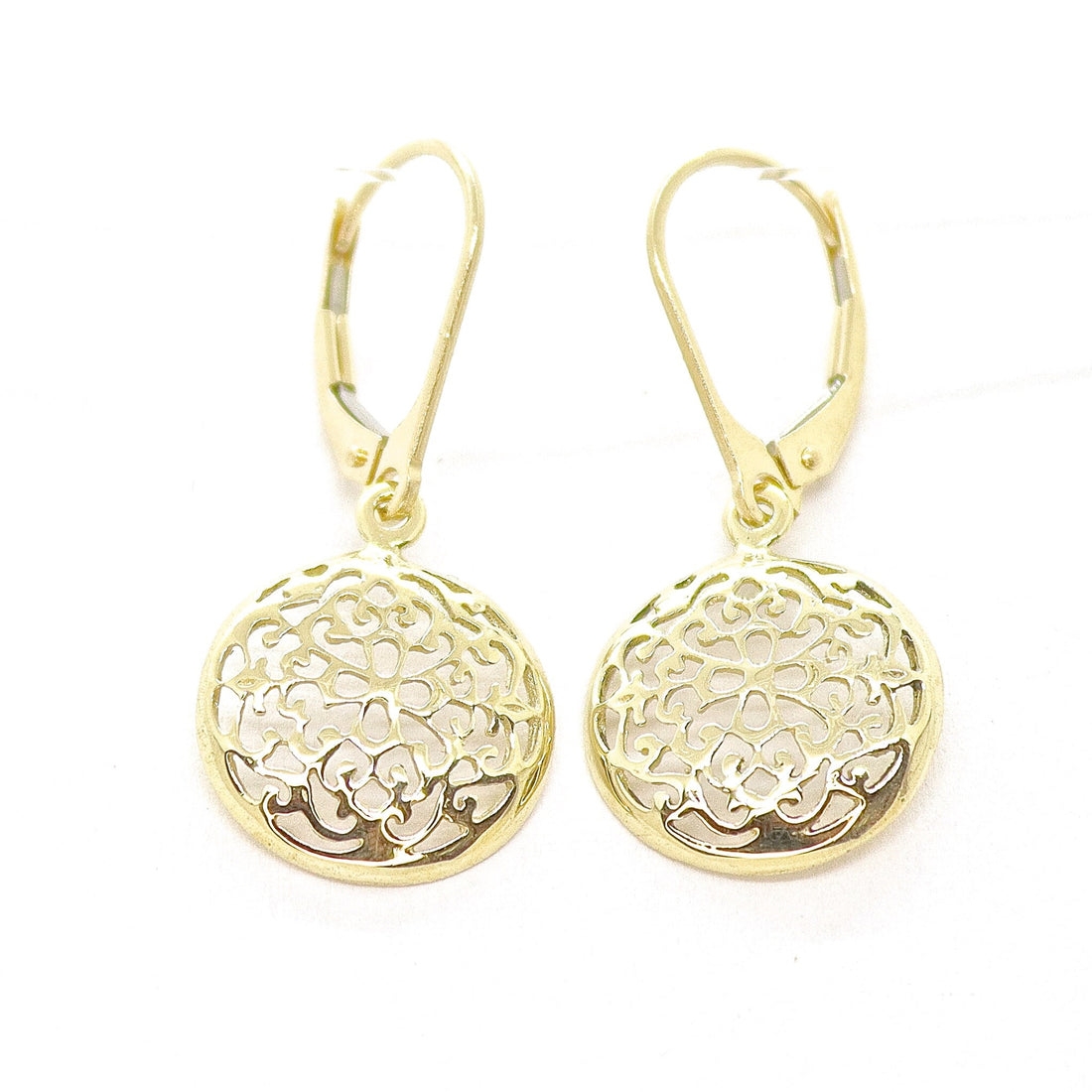 עגילי זהב פיליגרן תלויים, עגילי זהב ויקטוריאניים 14 קראט מלאים