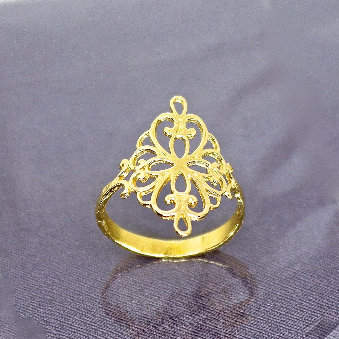 טבעת זהב מלא 14 קראט ויקטוריאנית לנשים, עשויה פיליגרן