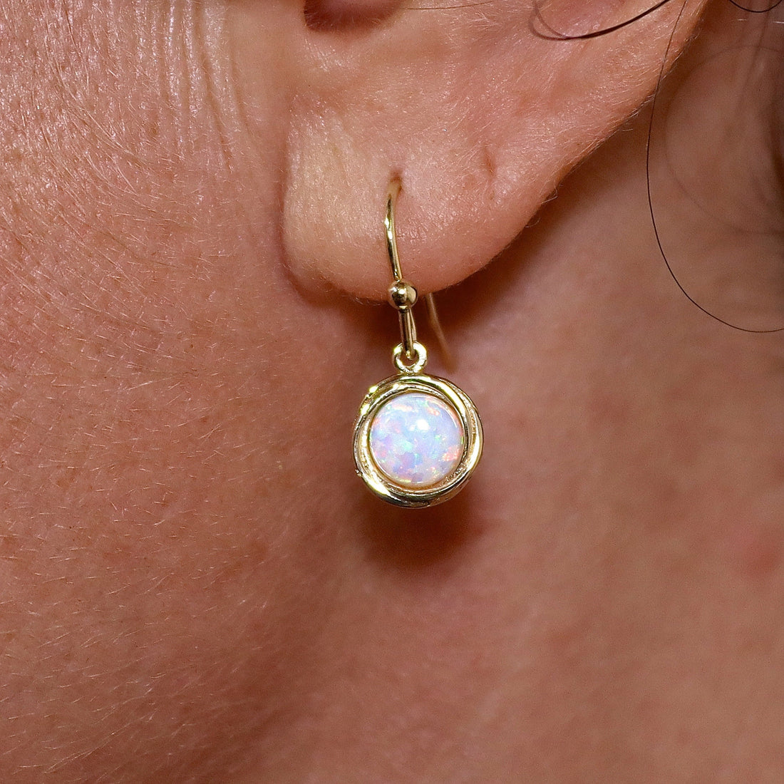 עגילי אופל מזהב 14 קראט, עגילי זהב אמיתיים 14 קראט