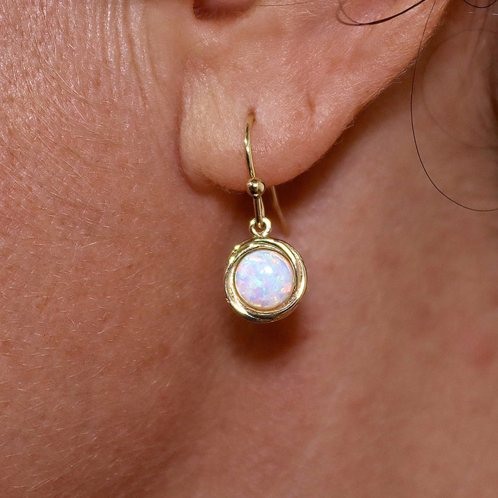 עגילי אופל מזהב 14 קראט, עגילי זהב אמיתיים 14 קראט