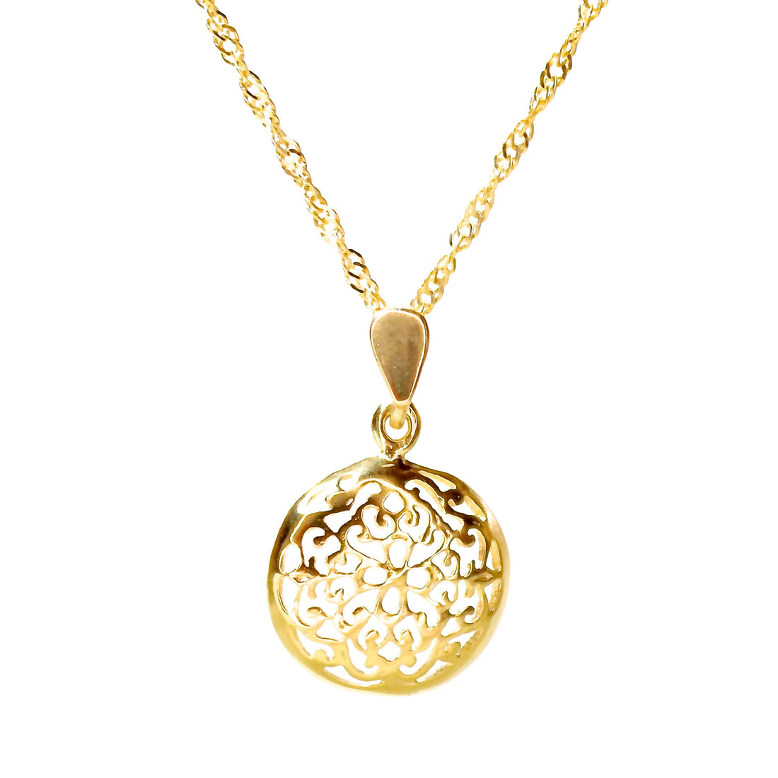 שרשרת פיליגרן, תליון שרשרת עגולה מזהב מלא 14 קראט