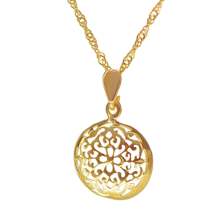 שרשרת פיליגרן, תליון שרשרת עגולה מזהב מלא 14 קראט