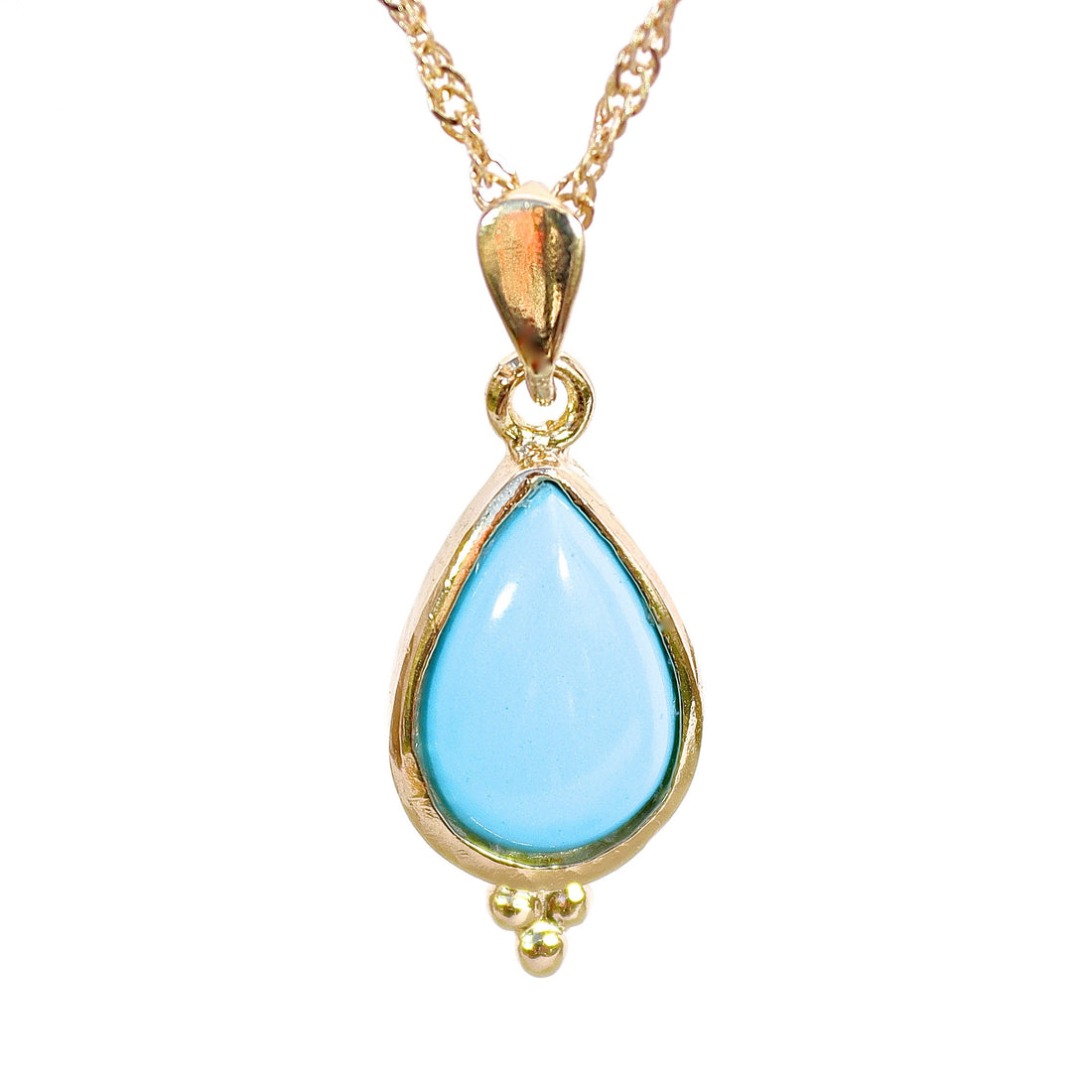 שרשרת תליון טורקיז דמעה מזהב 14 קראט