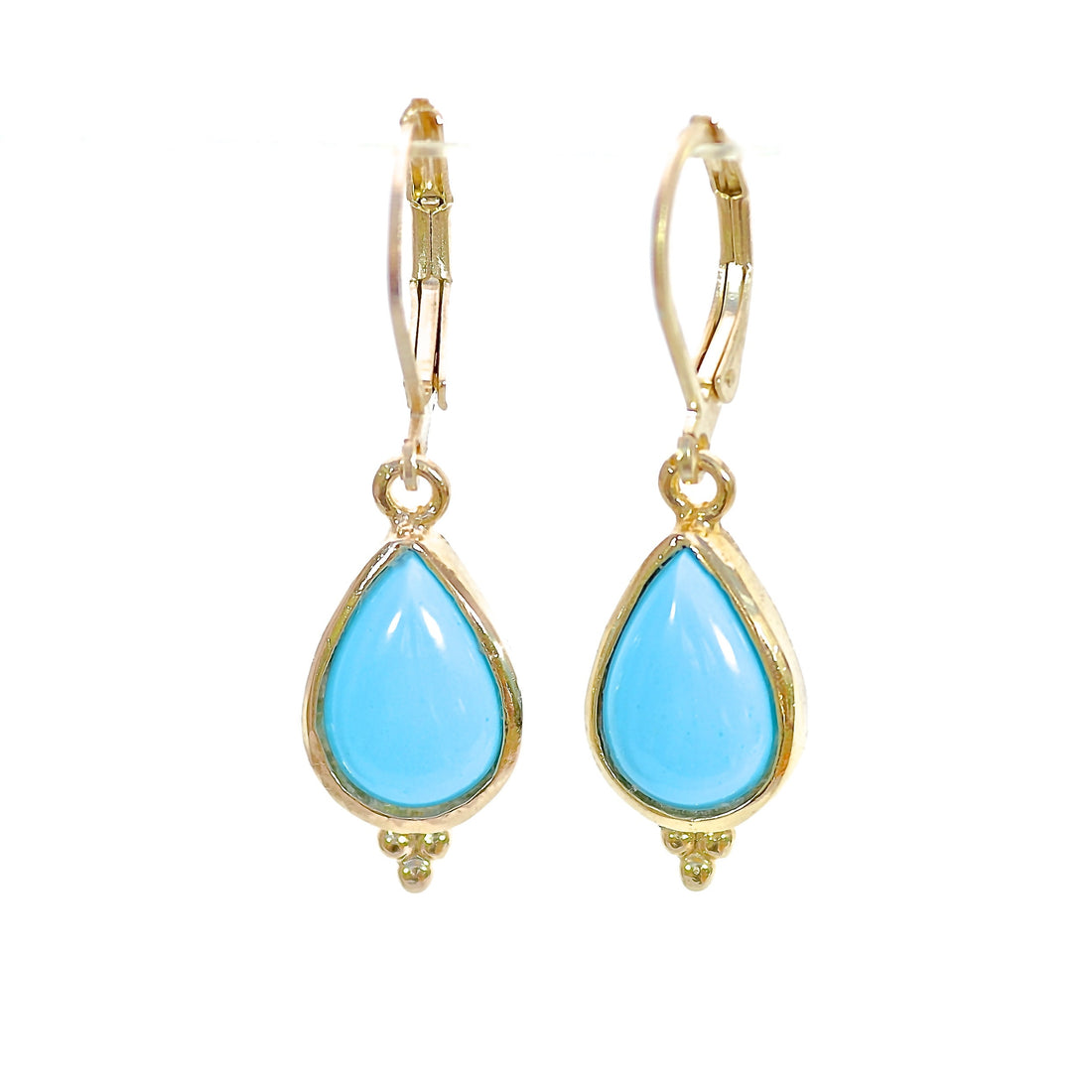 עגילי זהב 14 קראט בצבע טורקיז דמעה