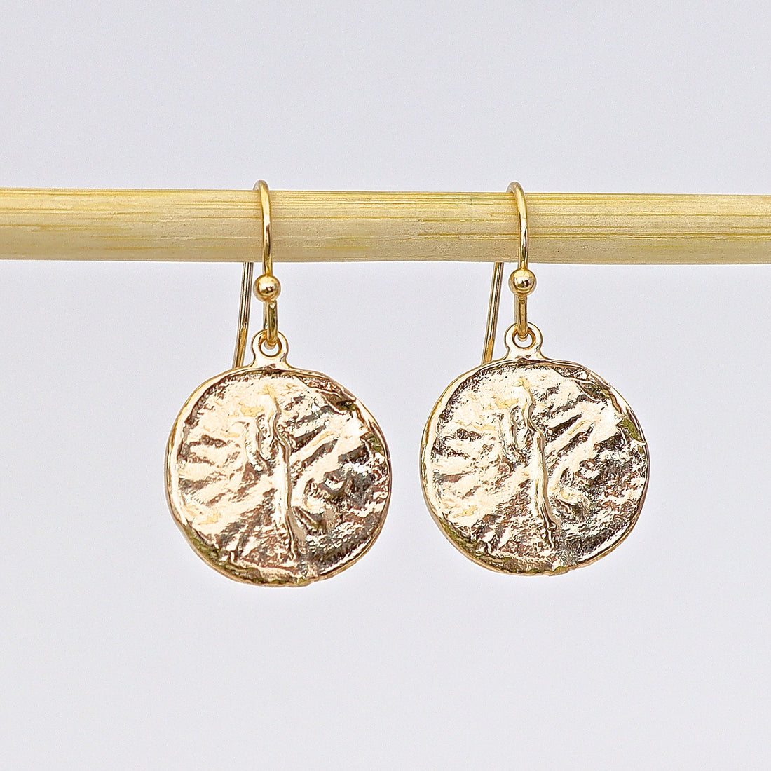 עגילי דיסק זהב תלויים, עגילי טקסטורה