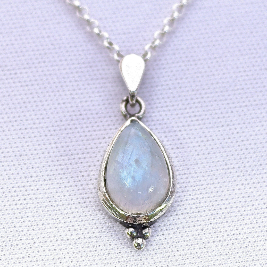 שרשרת אבן ירח, תליון שרשרת כסף סטרלינג 925 בצורת דמעה