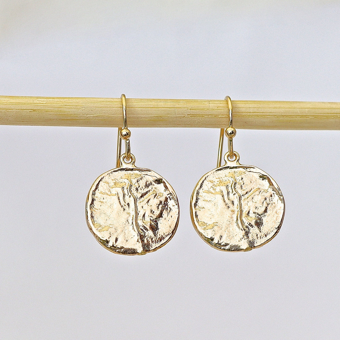 עגילי דיסק זהב תלויים, עגילי טקסטורה