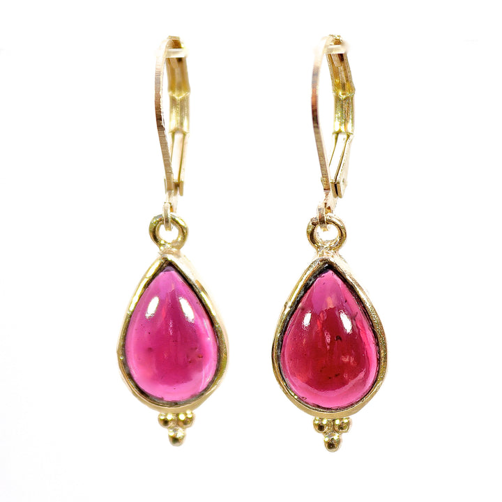 עגילי זהב גארנט, עגיל תלוי בצורת דמעה לאישה, עגיל אבן אדומה