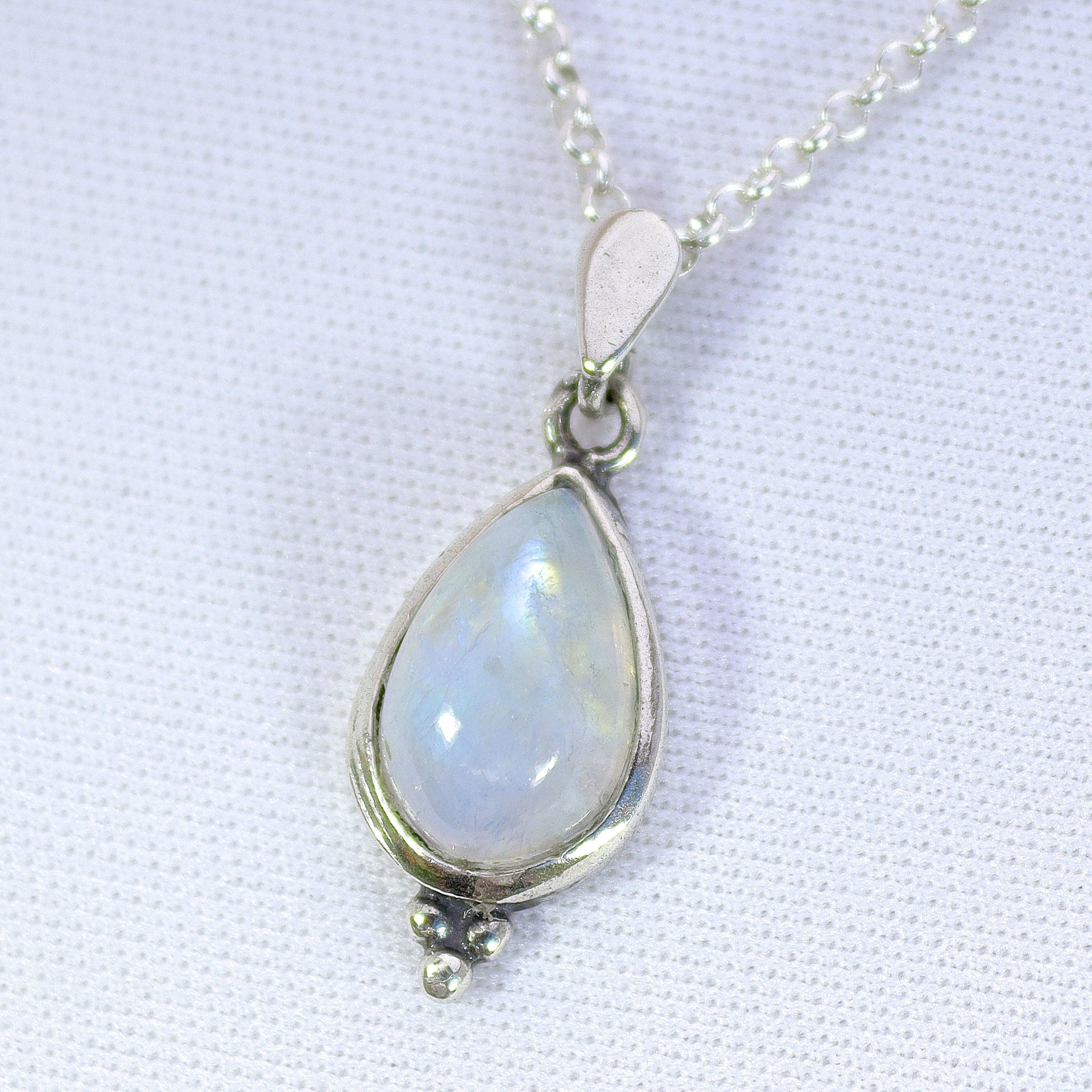 שרשרת אבן ירח, תליון שרשרת כסף סטרלינג 925 בצורת דמעה