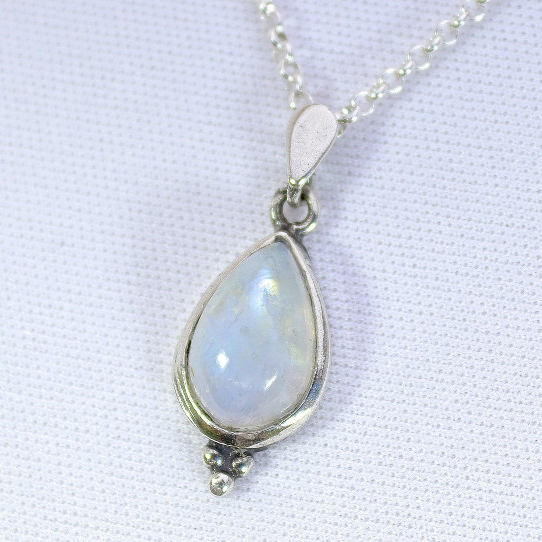 שרשרת אבן ירח, תליון שרשרת כסף סטרלינג 925 בצורת דמעה