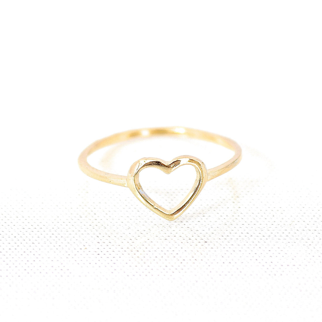 טבעת זהב מלא 14 קראט עם לב פתוח, טבעת אהבה משובצת, טבעות עדינות בצורת לב, מתנת יום האהבה, מתנת יום נישואין לחברה