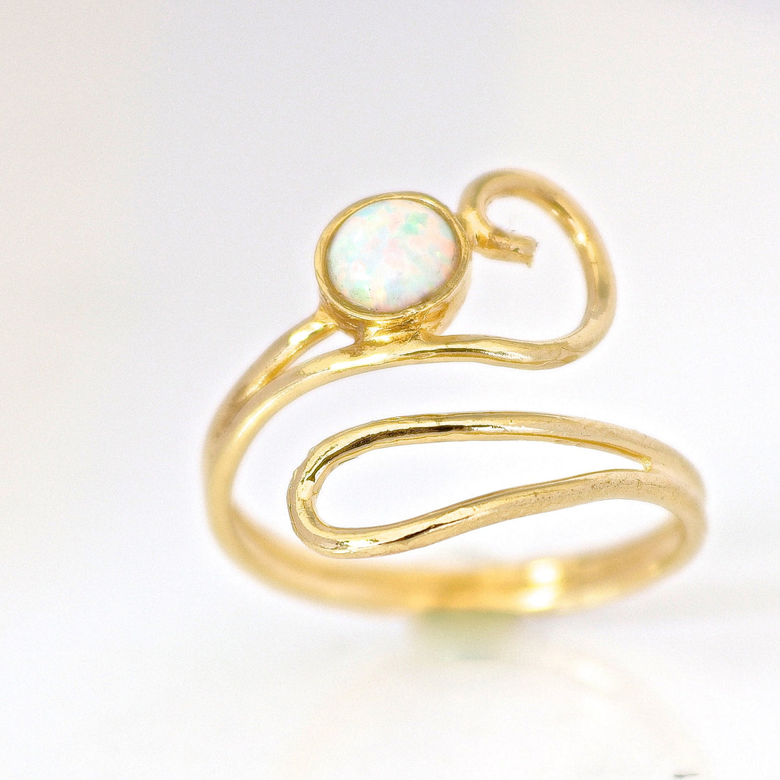 טבעת זהב אופל, טבעת זהב 14 קראט אופל לבן מתכוונן