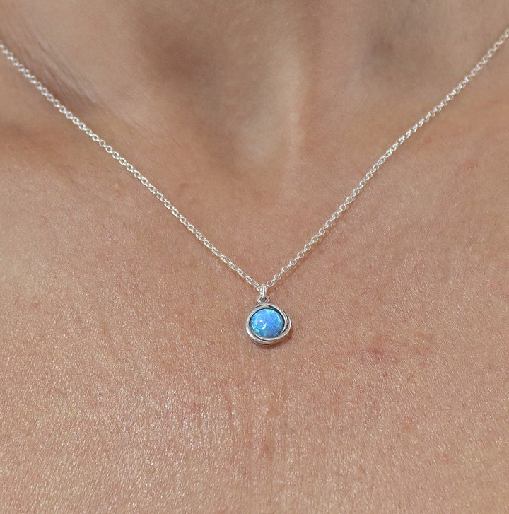 שרשרת אופל, שרשרת כסף סטרלינג קטנה אופל כחול