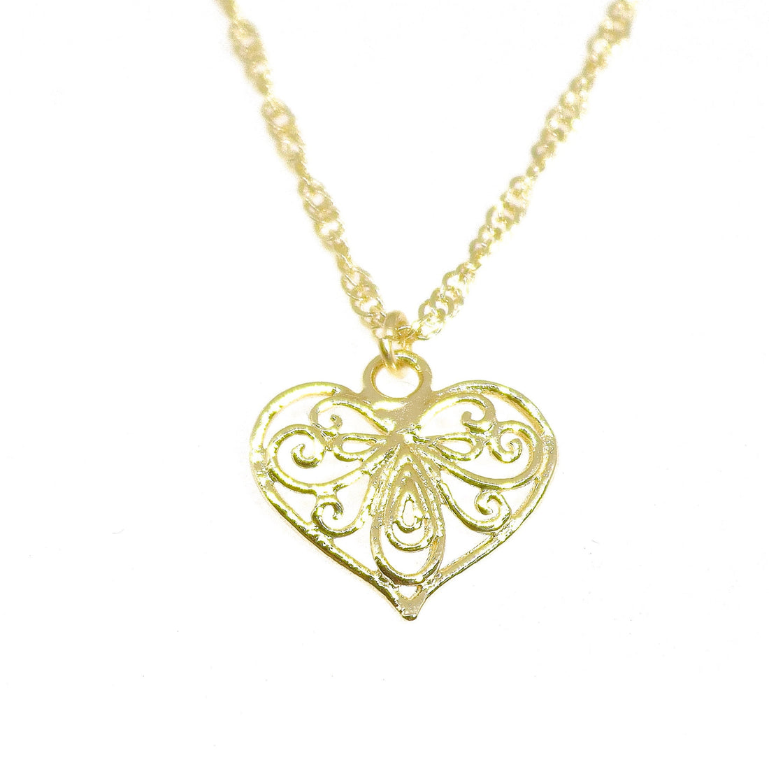 שרשרת תליון לב פיליגרן זהב 14 קראט, שרשרת לב זהב