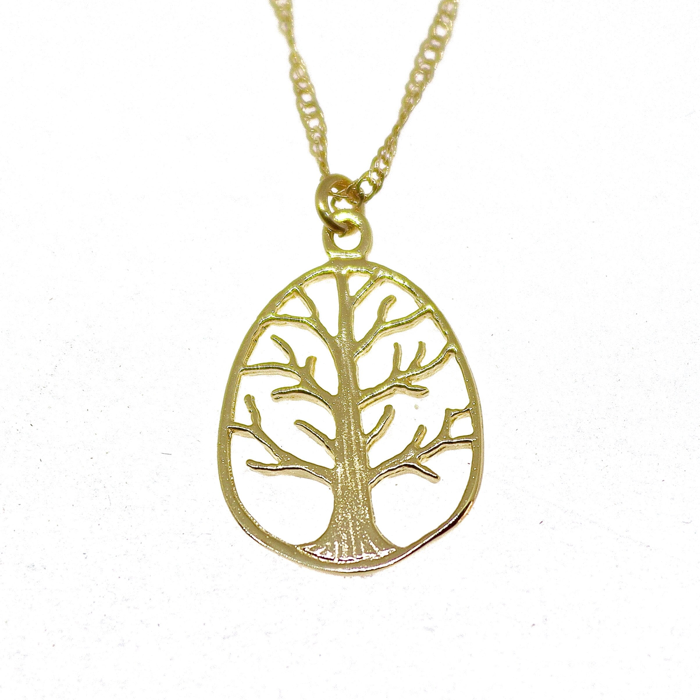 תליון שרשרת עץ החיים מזהב מלא 14 קראט, שרשרת עץ משפחה אובלית מזהב
