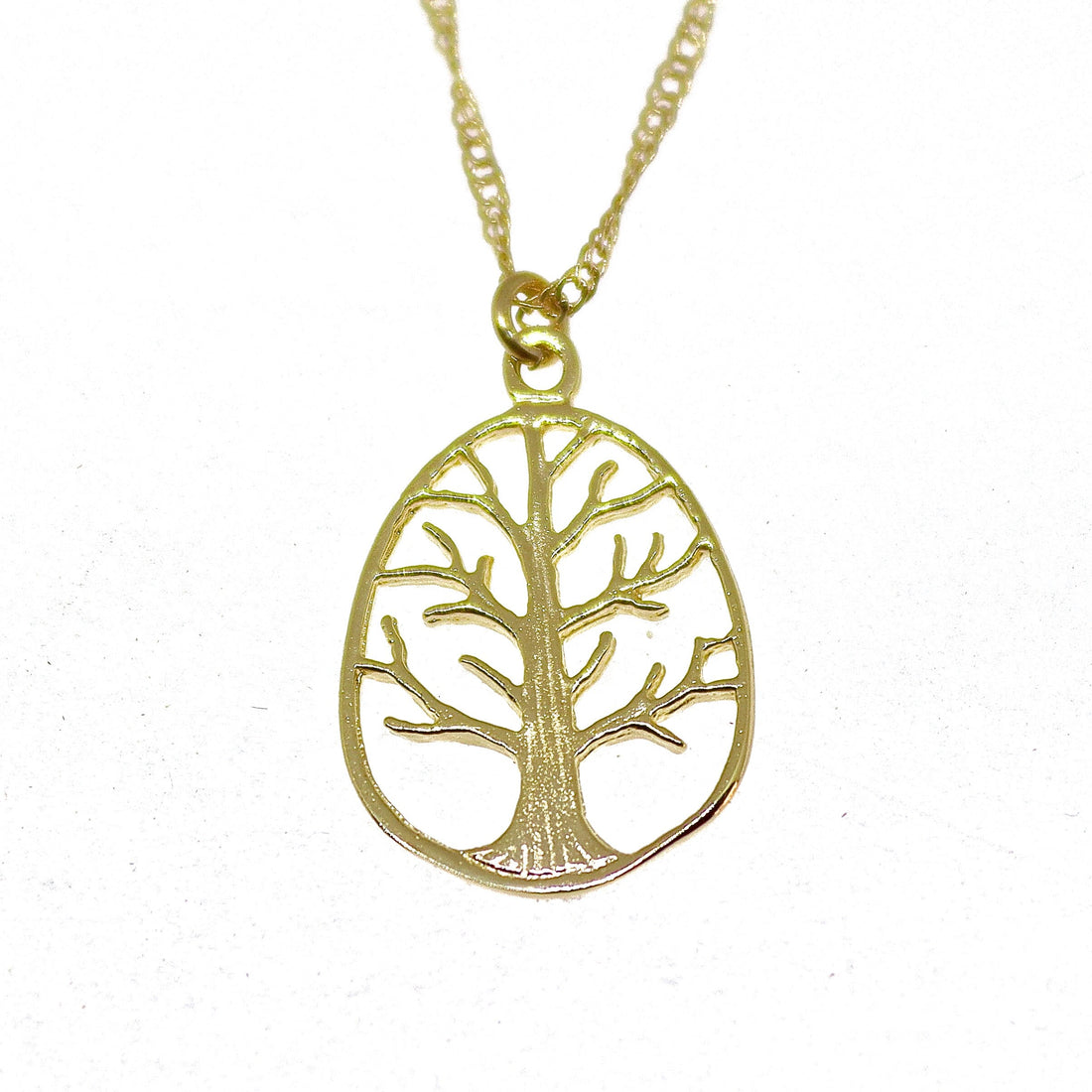 תליון שרשרת עץ החיים מזהב מלא 14 קראט, שרשרת עץ משפחה אובלית מזהב