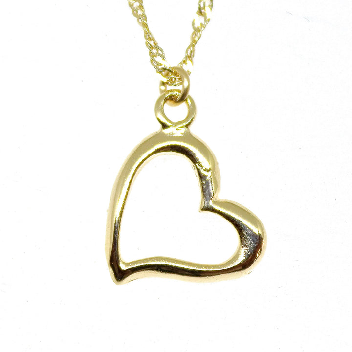 שרשרת לב מזהב מלא 14 קראט: תליון לב פתוח לרוחב