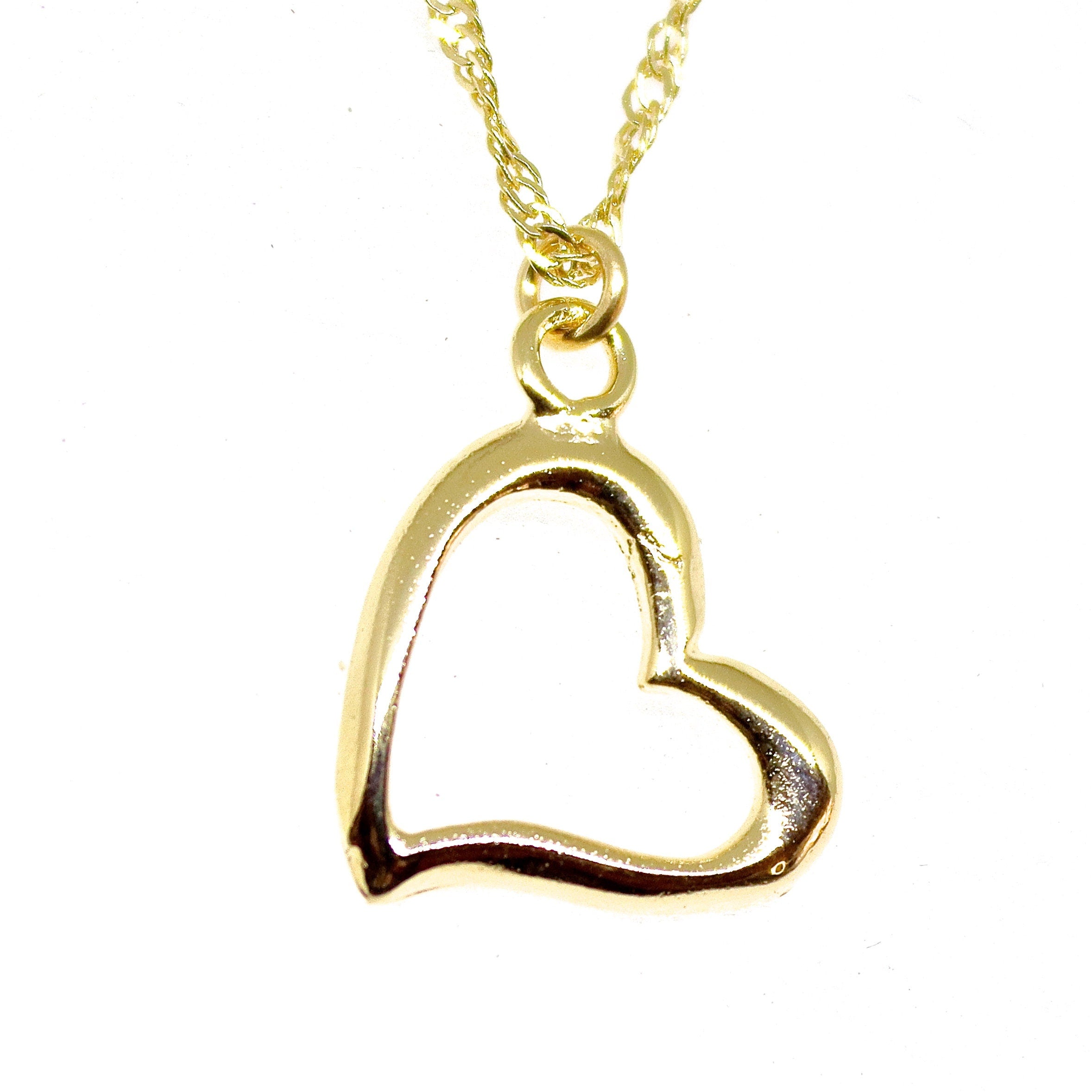 שרשרת לב מזהב מלא 14 קראט: תליון לב פתוח לרוחב