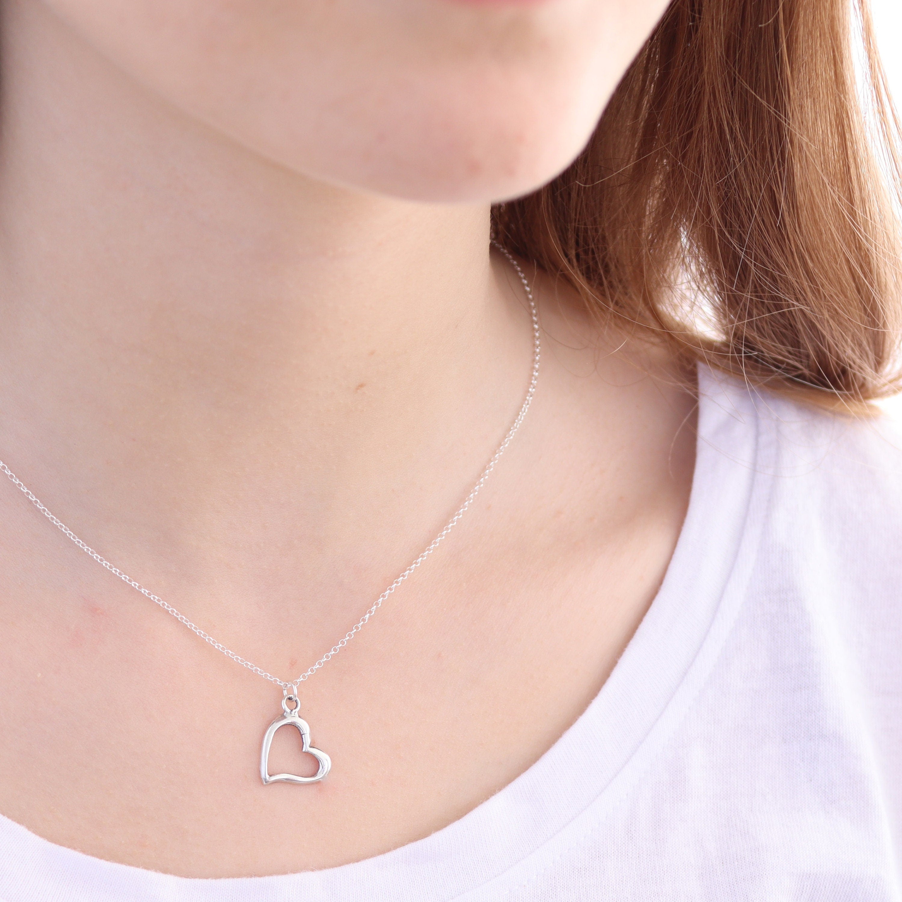 שרשרת תליון לב צדדי מכסף סטרלינג 925