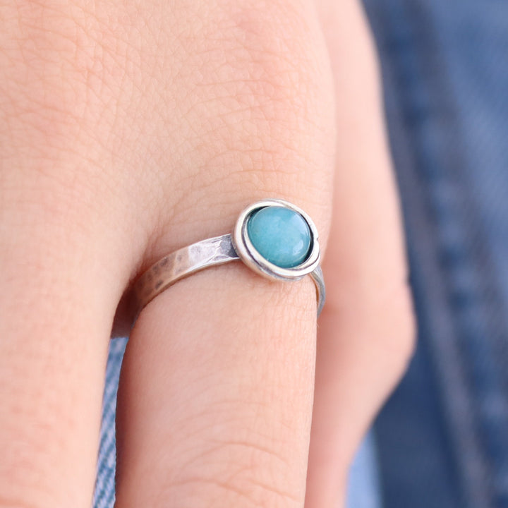 טבעת כסף סטרלינג אקוומרין - תכשיטים ייחודיים בעבודת יד