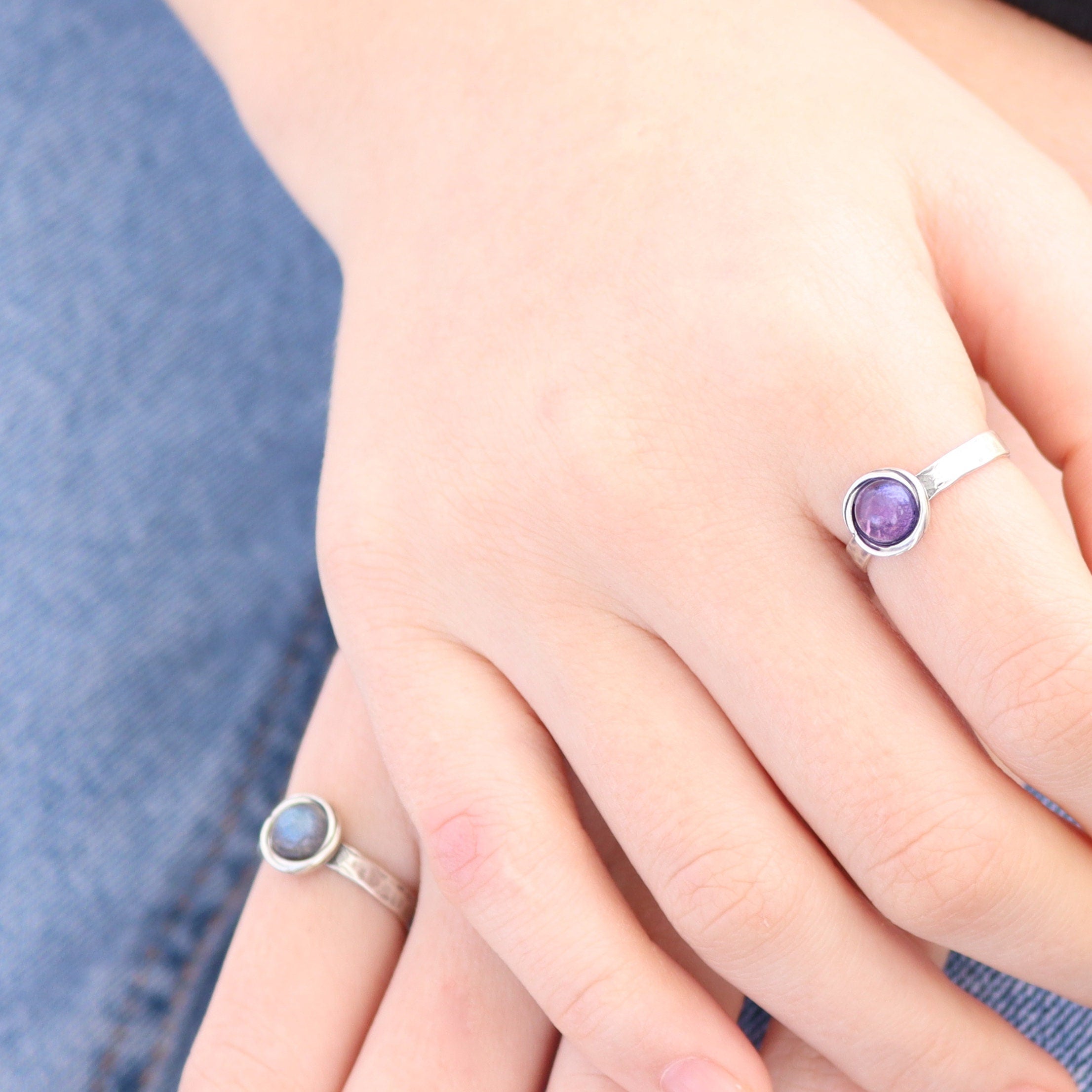 טבעת אמטיסט זהב בעבודת יד