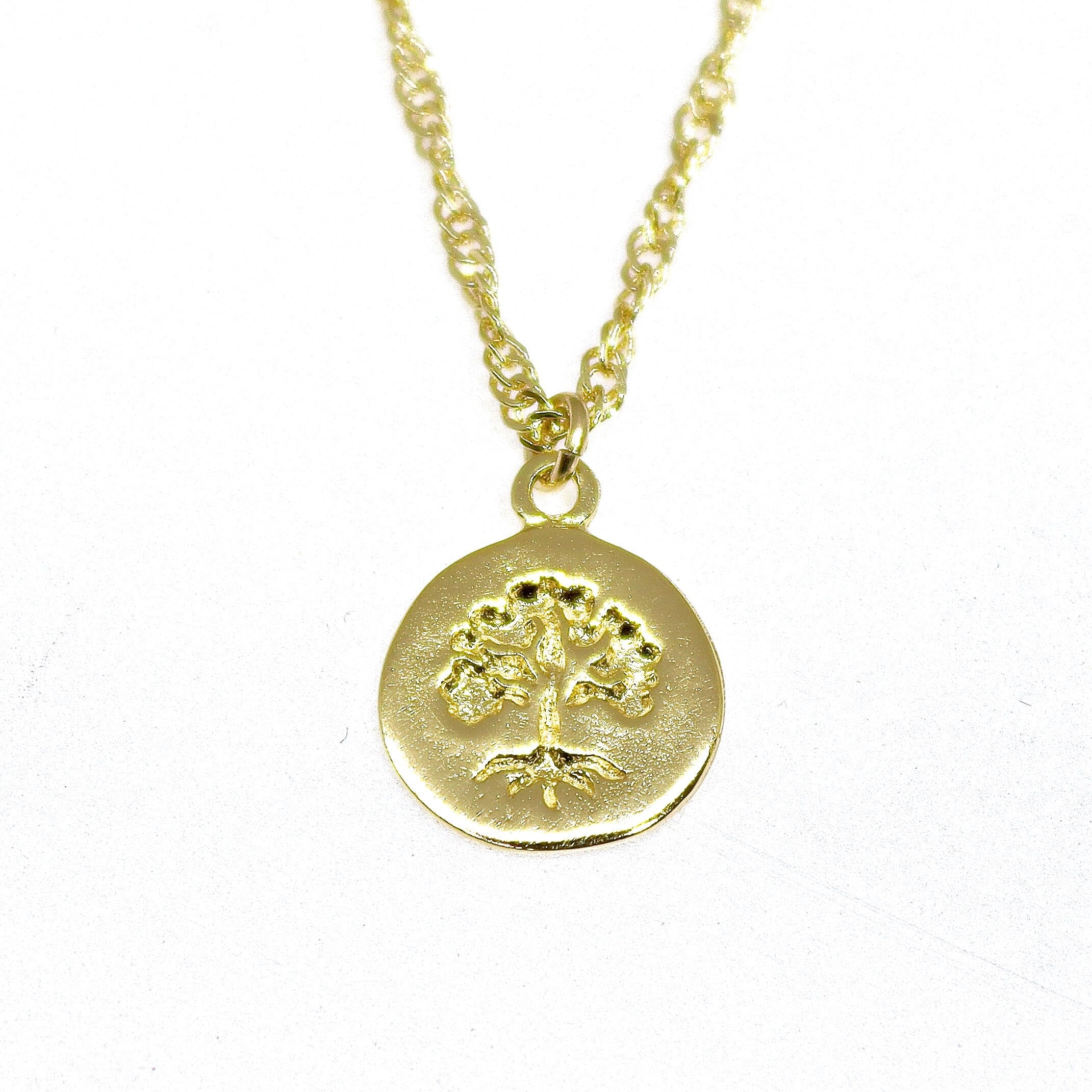 שרשרת תליון עץ החיים מזהב 14 קראט, תליון עץ משפחה זעיר מזהב 14 קראט