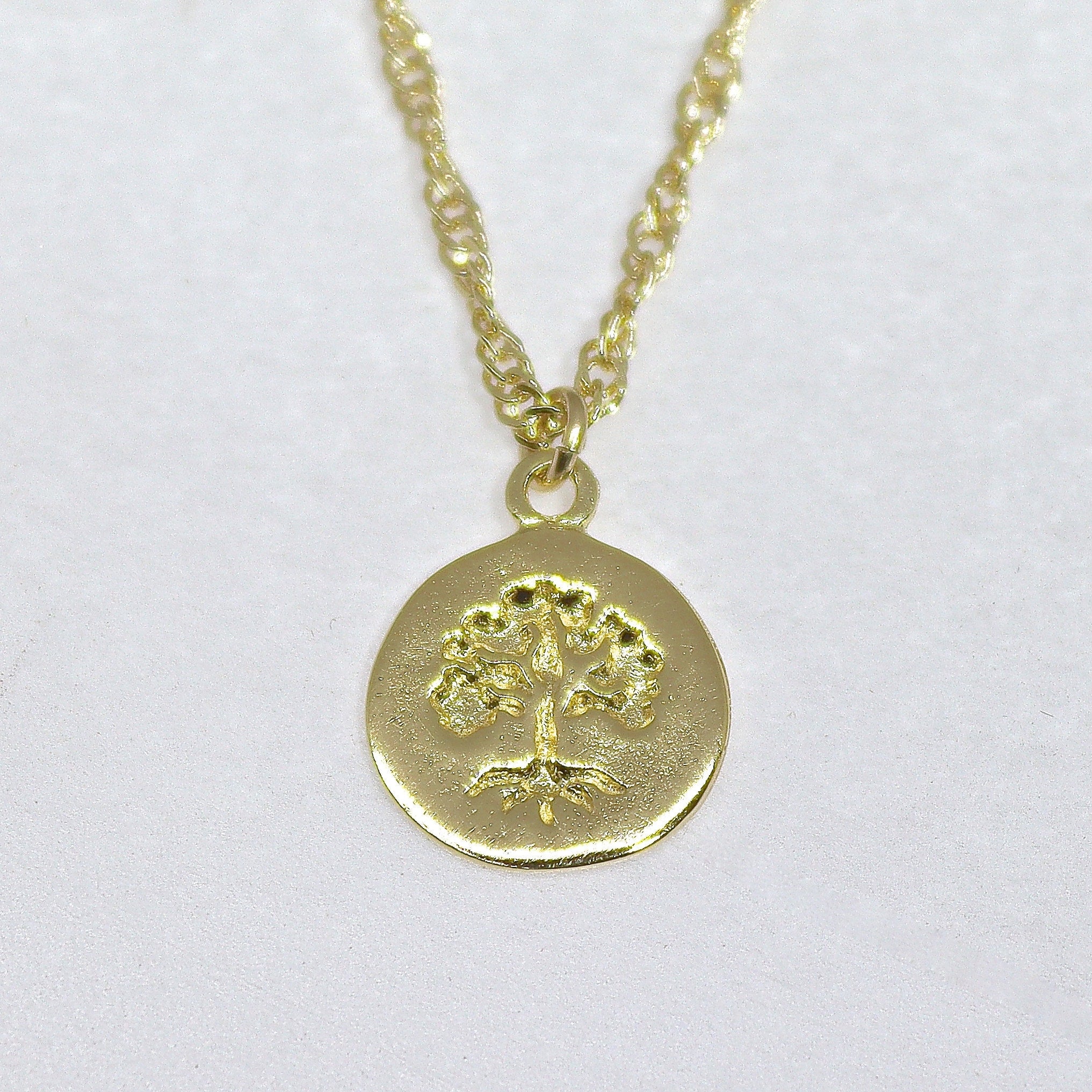 שרשרת תליון עץ החיים מזהב 14 קראט, תליון עץ משפחה זעיר מזהב 14 קראט