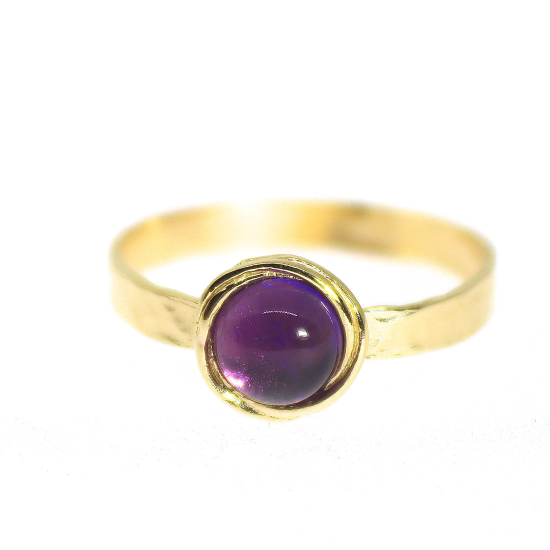 טבעת אמטיסט זהב בעבודת יד