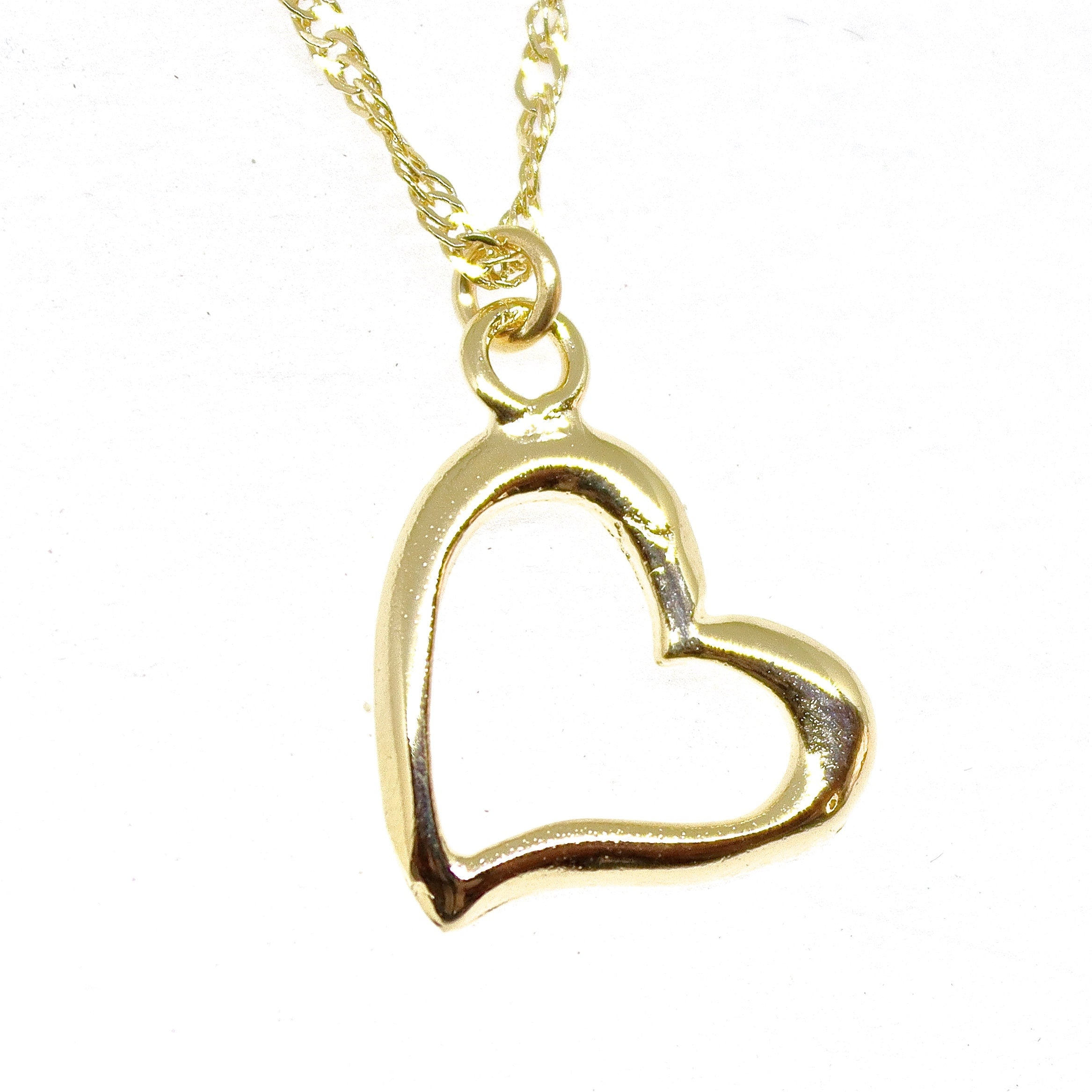 שרשרת לב מזהב מלא 14 קראט: תליון לב פתוח לרוחב