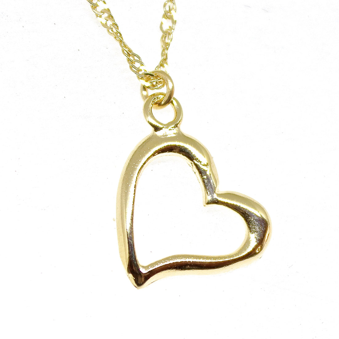 שרשרת לב מזהב מלא 14 קראט: תליון לב פתוח לרוחב