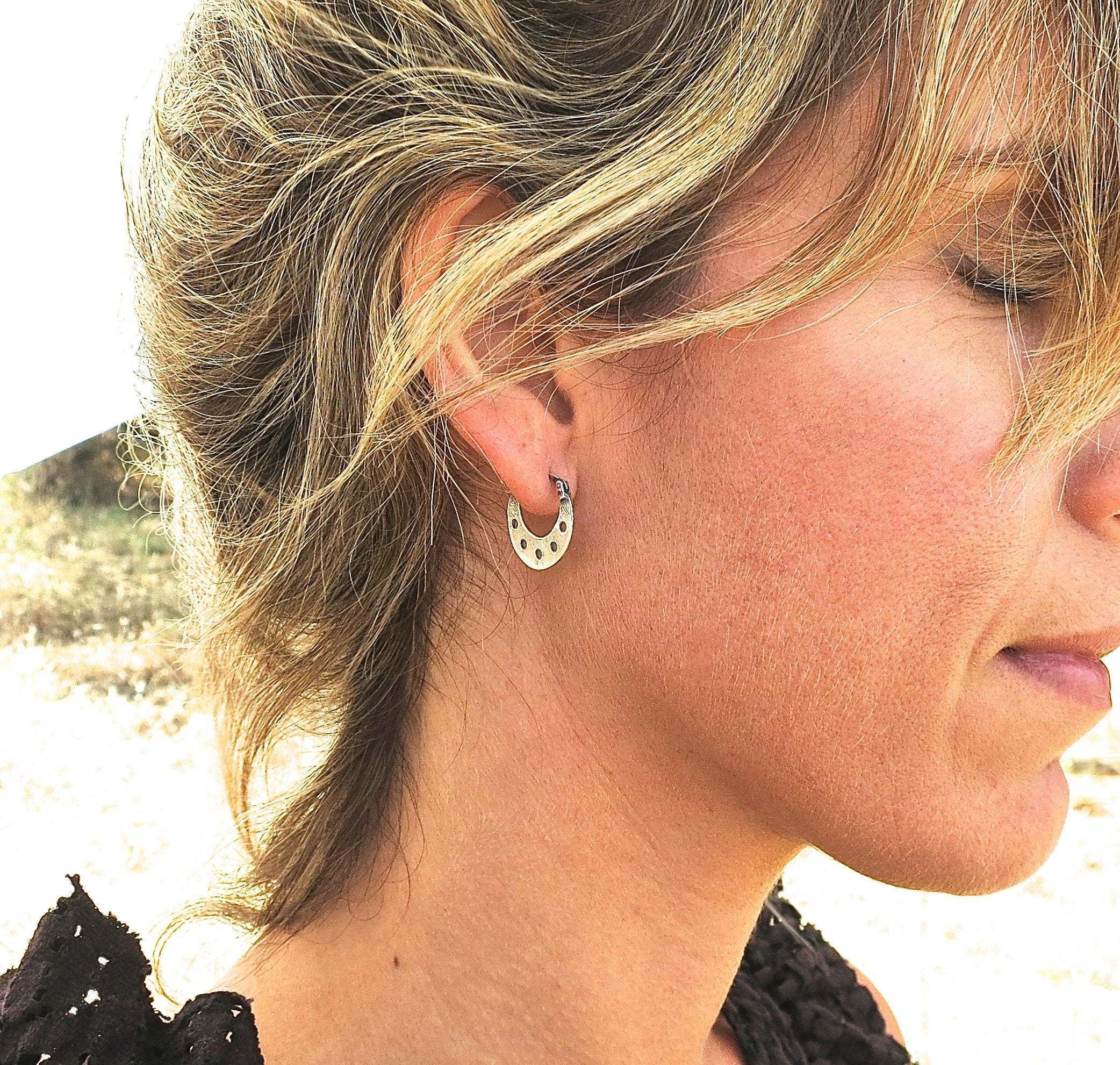 עגילי חישוק כסף 925 בעבודת יד