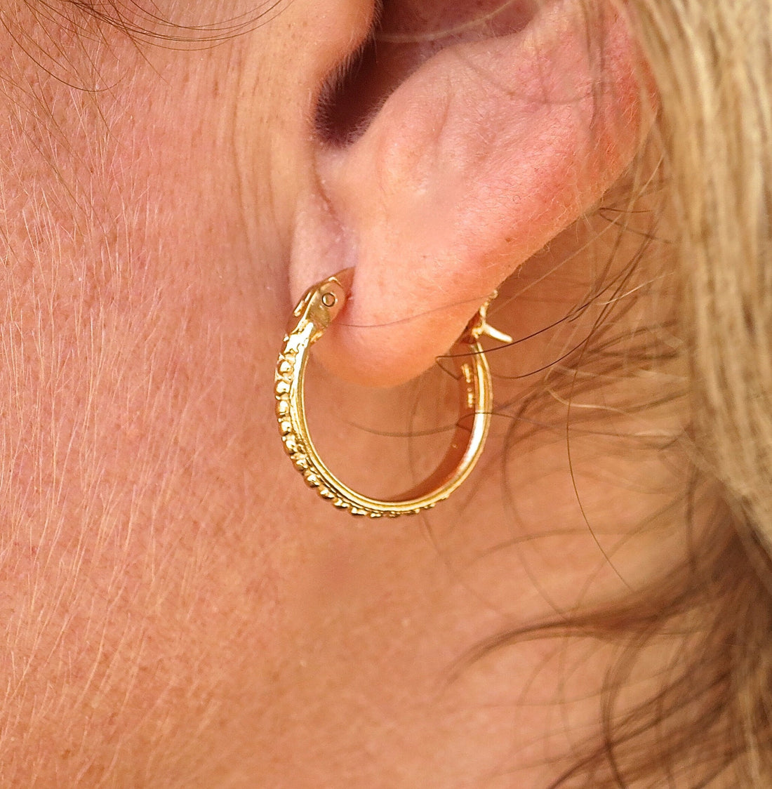 עגילי חישוק קטנים מזהב 14 קראט, עגילי חישוק בסגנון וינטג'