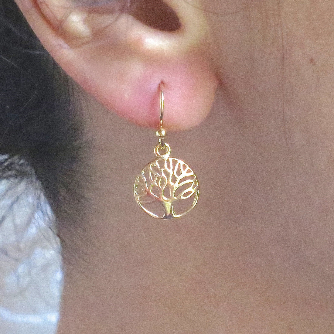 עגילי עץ החיים זהב תלויים, עגילי עץ זהב 14 קראט מלא