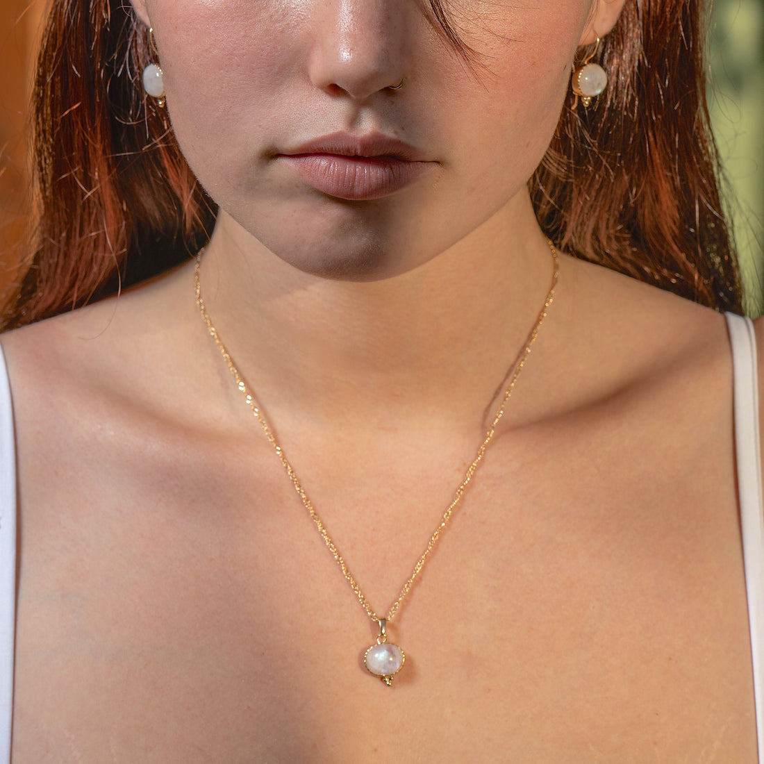 שרשרת זהב מונסטון, שרשרת זהב מלא 14 קראט משובצת באבן מונסטון לנשים