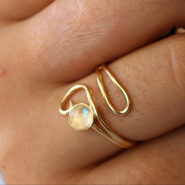 טבעת זהב מונסטון לנשים, טבעת מתכווננת פתוחה