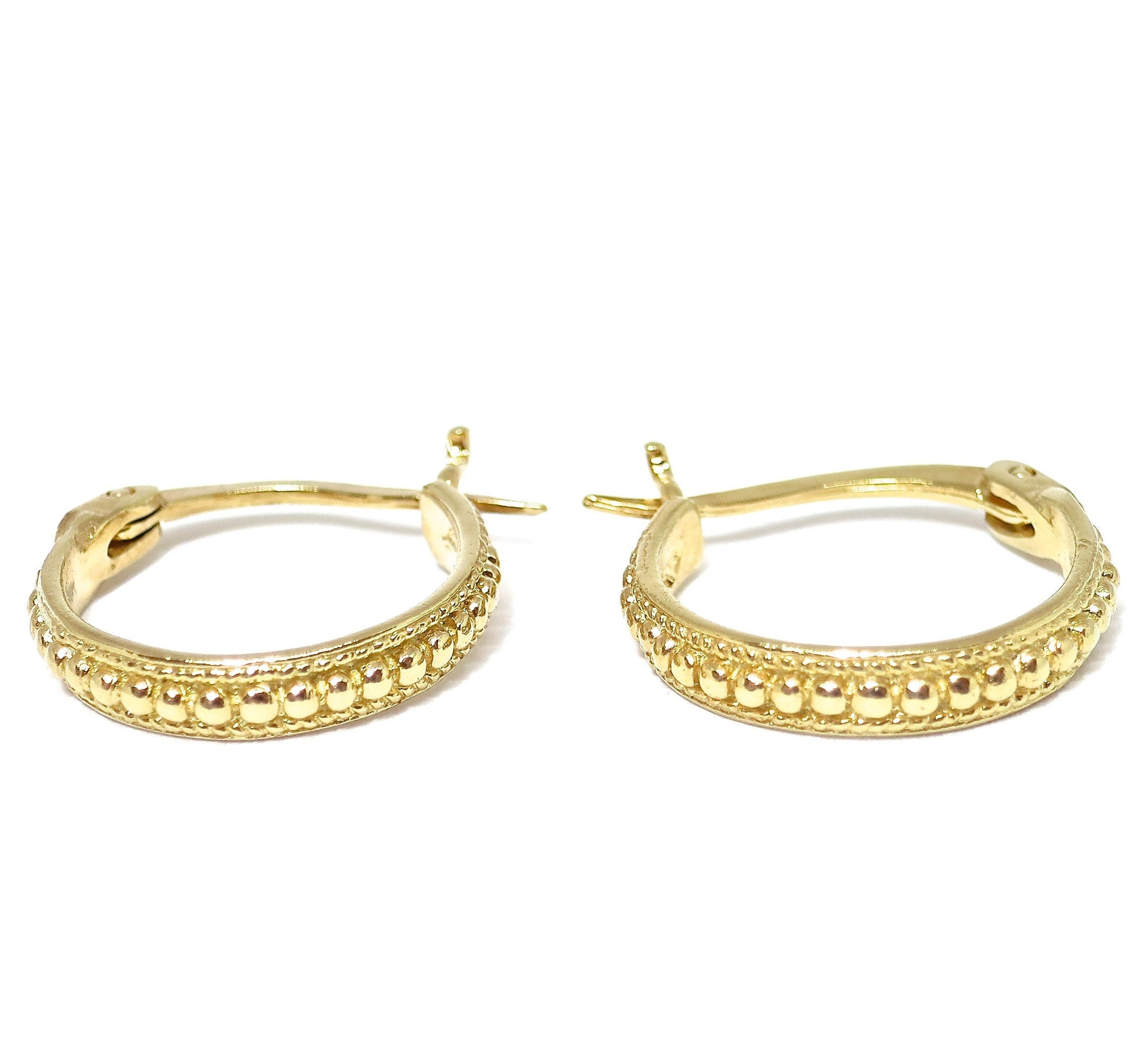 עגילי חישוק קטנים מזהב 14 קראט, עגילי חישוק בסגנון וינטג'