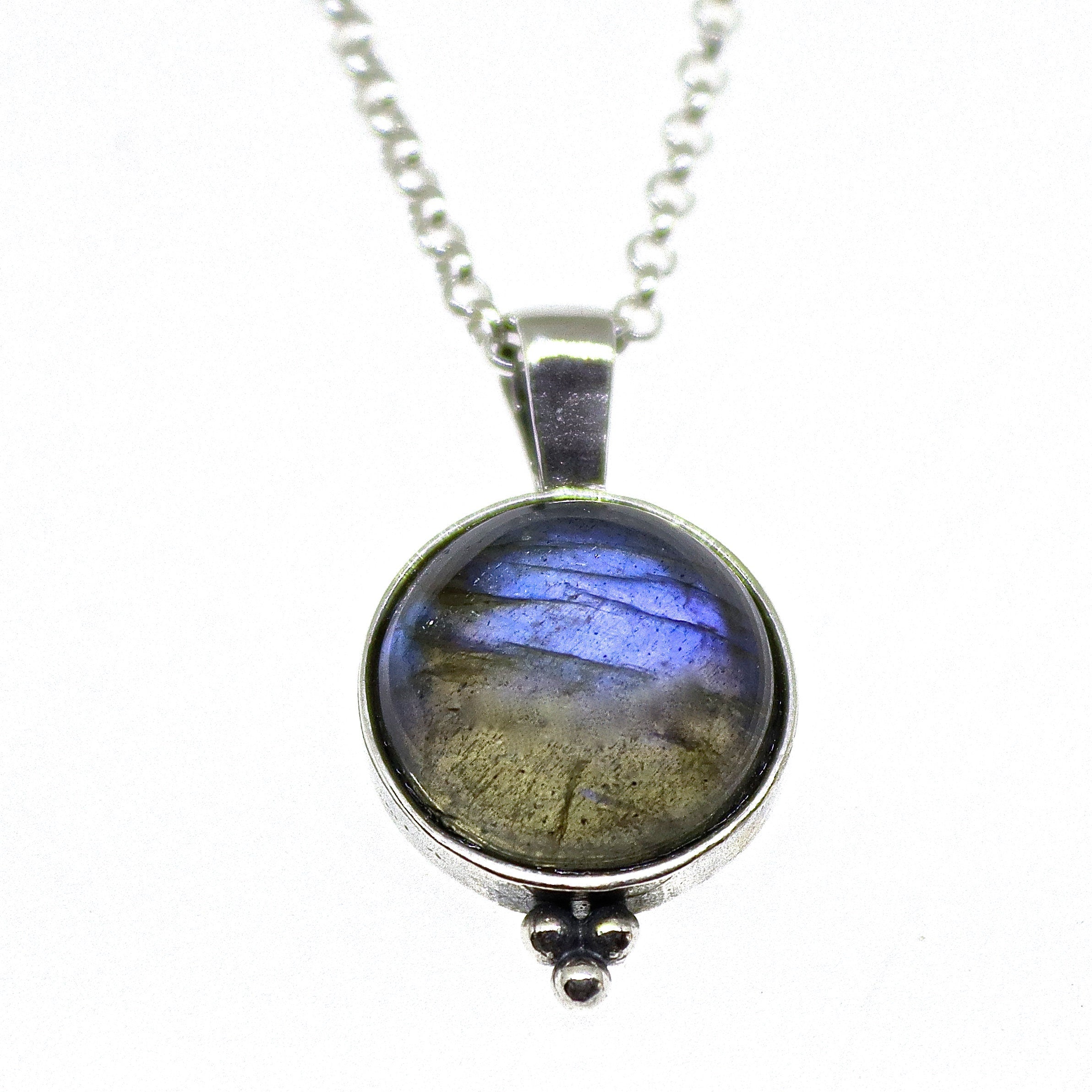 תליון שרשרת כסף סטרלינג אקוומרין, שרשרת אבני חן כחולות עגולות, מתנה עבורה