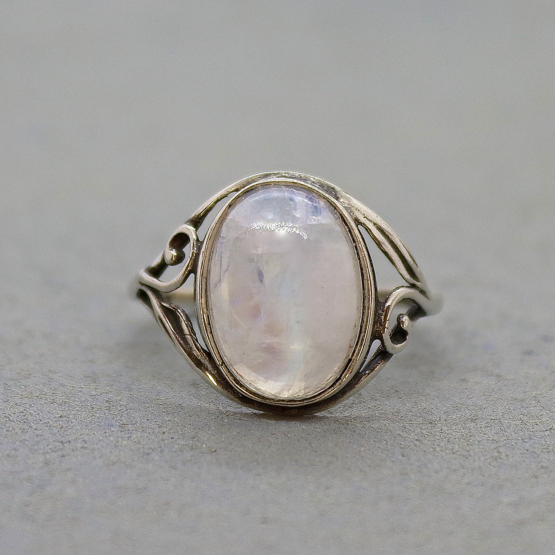 טבעת אופל מכסף סטרלינג 925, טבעת אבן גדולה בעבודת יד