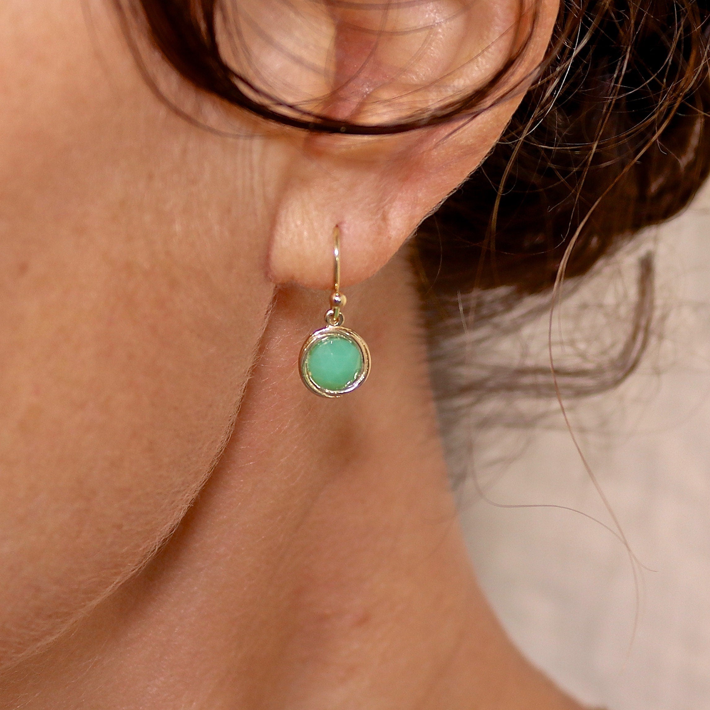 עגילי אופל מזהב 14 קראט, עגילי זהב אמיתיים 14 קראט