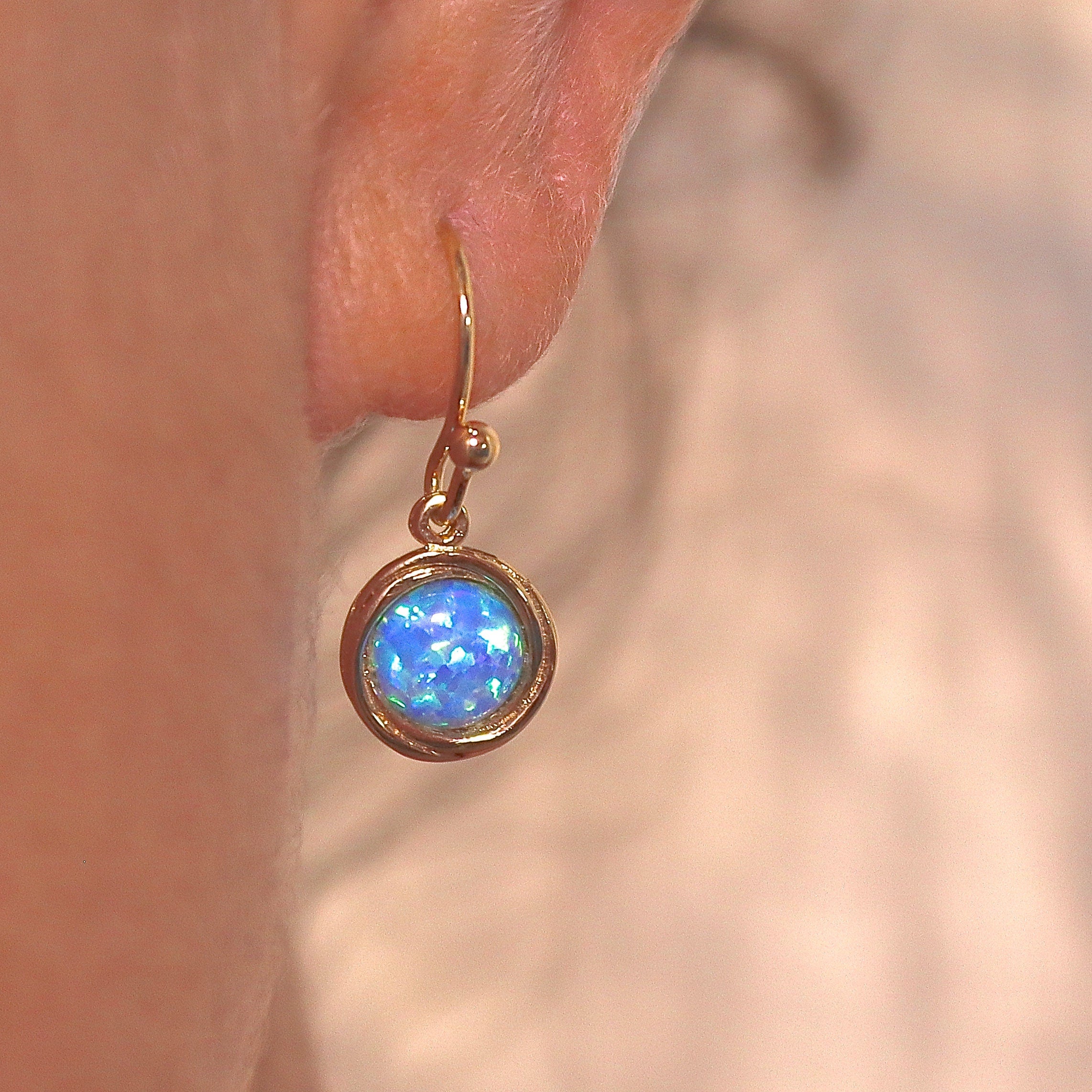 עגילי אופל מזהב 14 קראט, עגילי זהב אמיתיים 14 קראט