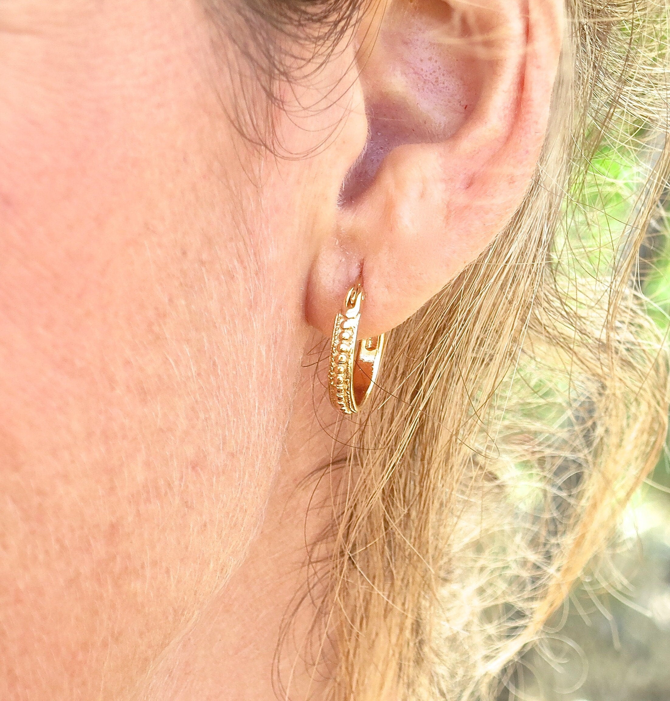 עגילי חישוק קטנים מזהב 14 קראט, עגילי חישוק בסגנון וינטג'