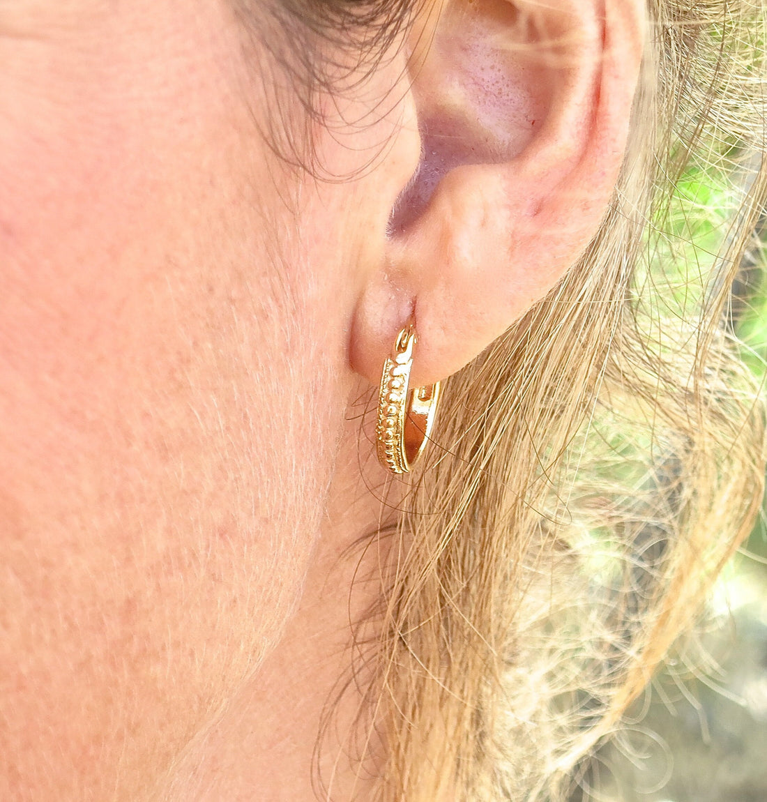 עגילי חישוק קטנים מזהב 14 קראט, עגילי חישוק בסגנון וינטג'