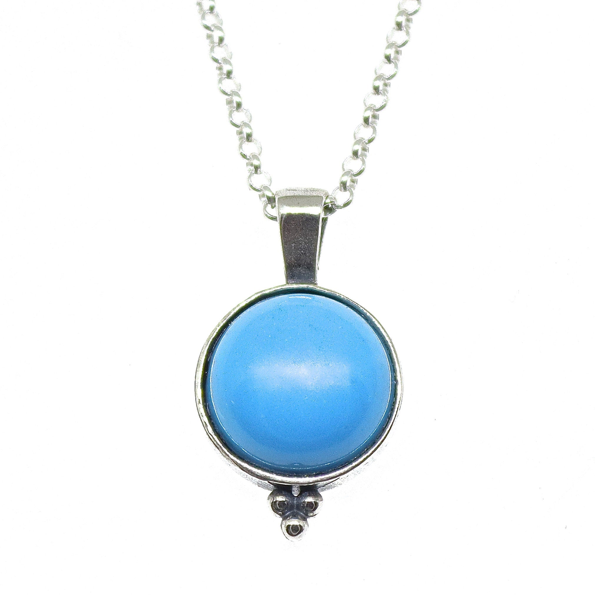 תליון שרשרת כסף סטרלינג אקוומרין, שרשרת אבני חן כחולות עגולות, מתנה עבורה