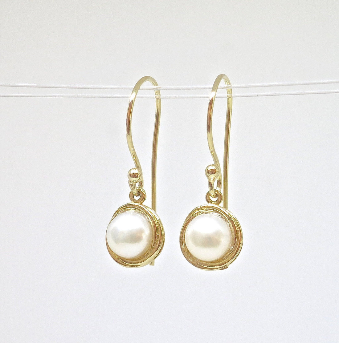 עגילי פנינה מזהב 14 קראט מלא, מתנה לתכשיט אלגנטי