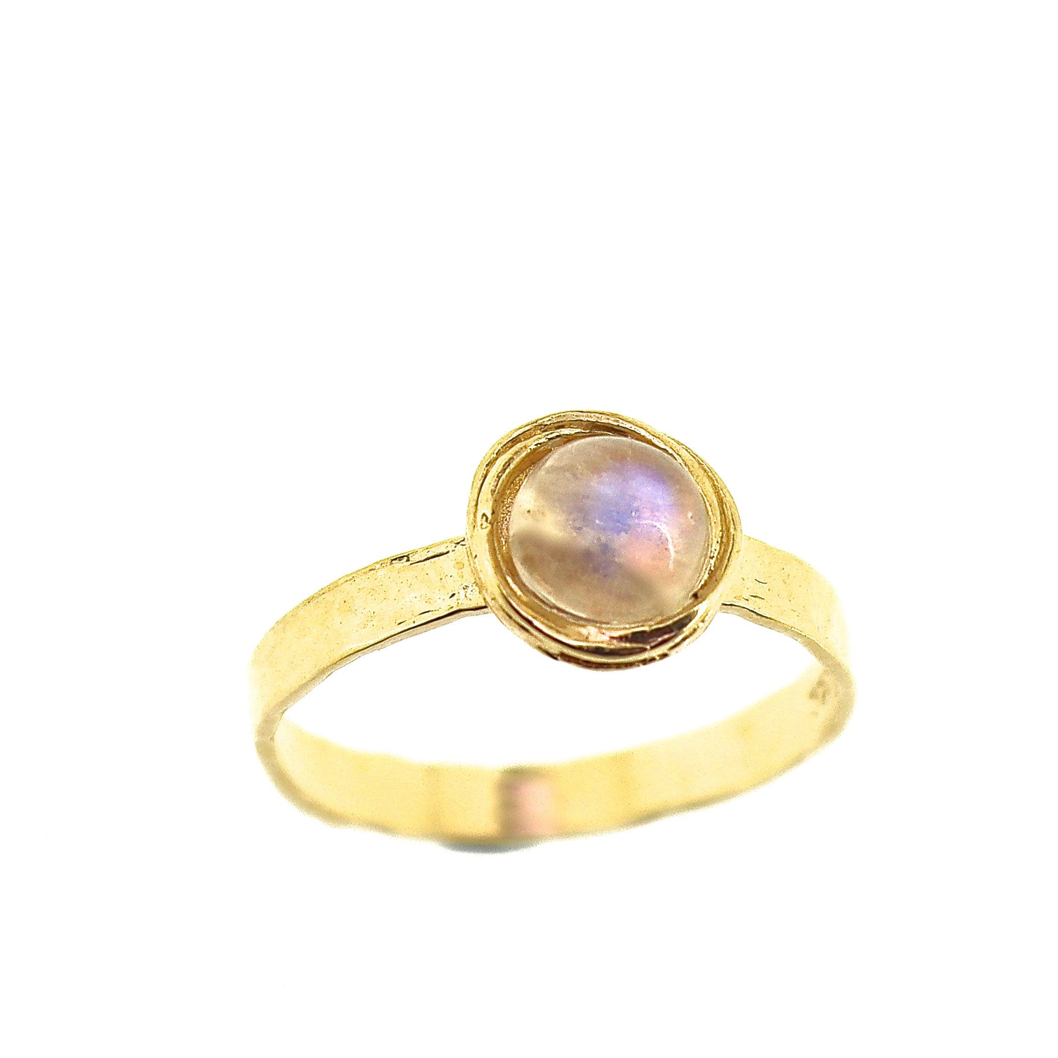 טבעת אקוומרין זהב אבן חן מרוקעת